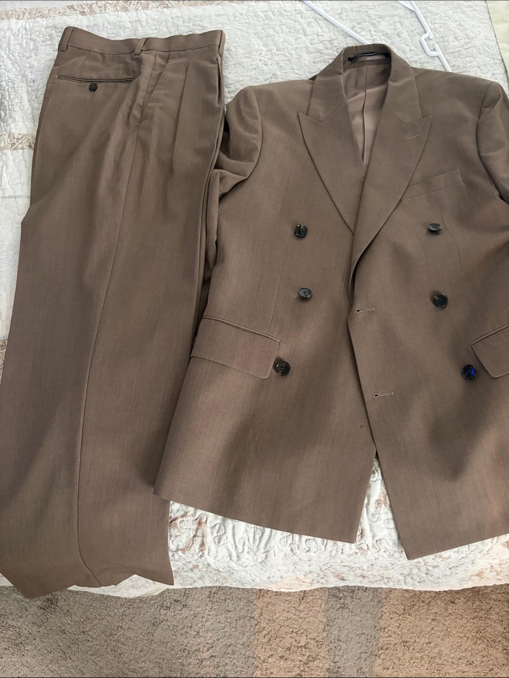 H&M Brown Double-Breasted Suit Blazer & Trousers